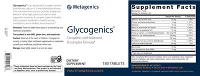 Photo of the Metagenics Glycogenics label