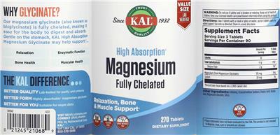 Photo of the KAL High Absorption Magnesium label