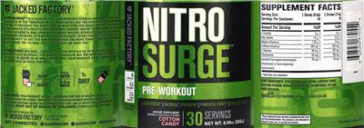 Photo of the Jacked Factory NitroSurge Pre-Workout Cotton Candy label