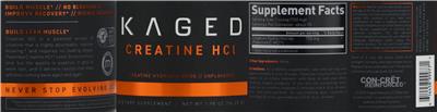 Product label for Creatine HCl Unflavored
