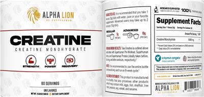 Photo of the Alpha Lion Creatine Unflavored label