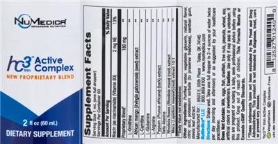 Photo of the NuMedica hc3 trim Active Complex label