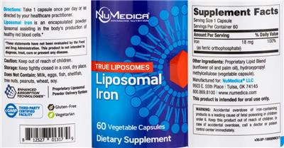 Photo of the NuMedica Liposomal Iron label