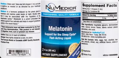 Photo of the NuMedica Melatonin Natural Lemon Flavor label