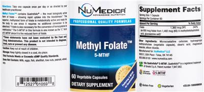 Photo of the NuMedica Methyl Folate label