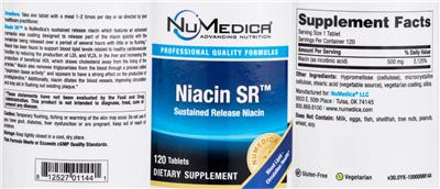 Photo of the NuMedica Niacin SR label