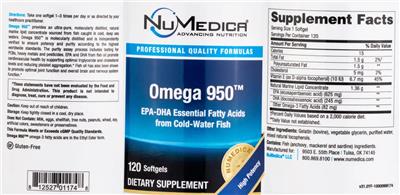Photo of the NuMedica Omega 950 label
