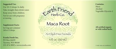 Photo of the Earth Friend Herb Co. Maca Root label
