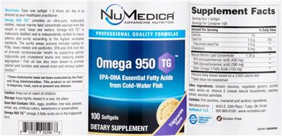 Photo of the NuMedica Omega 950 TG label