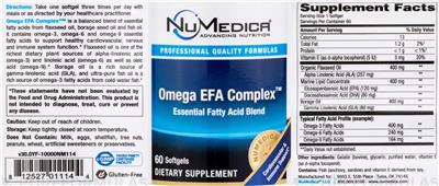 Photo of the NuMedica Omega EFA Complex label