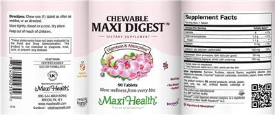 Photo of the Maxi Health Chewable Maxi Digest Natural Fruit Flavor label