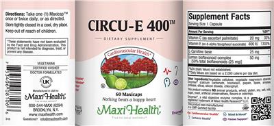 Photo of the Maxi Health Circu-E 400 label