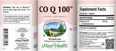 Photo of the Maxi Health Co Q 100 label