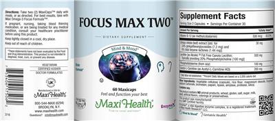 Photo of the Maxi Health Focus Max Two label