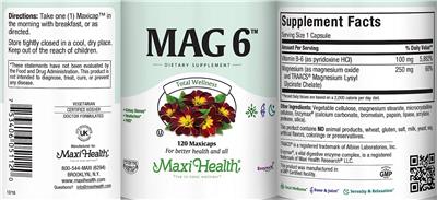 Photo of the Maxi Health MAG 6 label