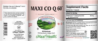 Photo of the Maxi Health Maxi Co Q 60 label