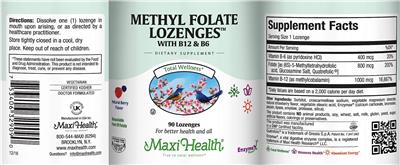 Photo of the Maxi Health Methyl Folate Lozenges Natural Berry Flavor label