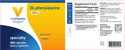 Photo of the The Vitamin Shoppe DL-Phenylalanine 500 mg label