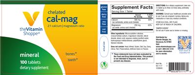 Photo of the The Vitamin Shoppe Chelated Cal-Mag label