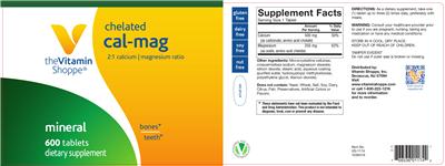 Photo of the The Vitamin Shoppe Chelated Cal-Mag label