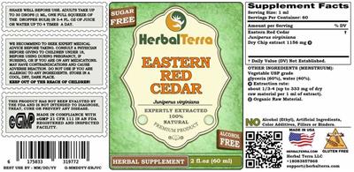 Photo of the Herbal Terra Eastern Red Cedar Alcohol Free label