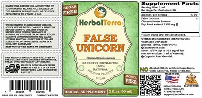 Photo of the Herbal Terra False Unicorn Alcohol Free label