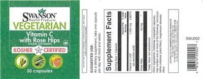 Photo of the Swanson Health Products Vitamin C with Rose Hips label