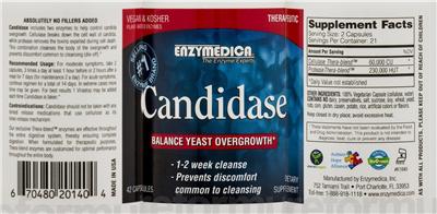 Photo of the Enzymedica Candidase label