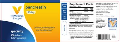 Photo of the The Vitamin Shoppe Pancreatin 350 mg label