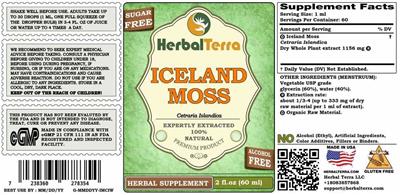 Photo of the Herbal Terra Iceland Moss Alcohol Free label