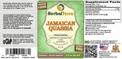Photo of the Herbal Terra Jamaican Quassia Alcohol Free label