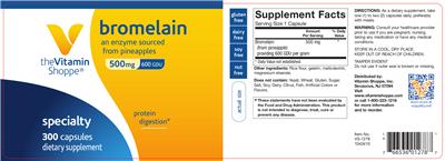 Photo of the The Vitamin Shoppe Bromelain 500 mg label