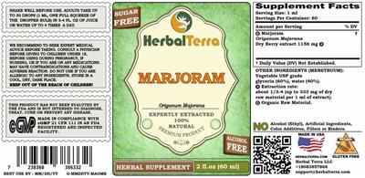 Photo of the Herbal Terra Marjoram Alcohol Free label