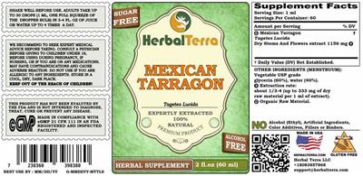 Photo of the Herbal Terra Mexican Tarragon Alcohol Free label