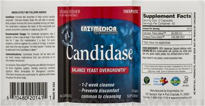 Photo of the Enzymedica Candidase label