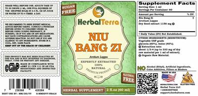 Photo of the Herbal Terra Niu Bang Zi Alcohol Free label