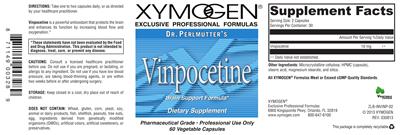 Photo of the XYMOGEN Dr. Perlmutter's Vinpocetine label
