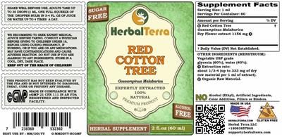 Photo of the Herbal Terra Red Cotton Tree Alcohol Free label