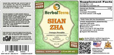 Photo of the Herbal Terra Shan Zha Alcohol Free label
