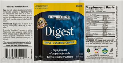Photo of the Enzymedica Digest label