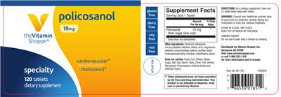 Photo of the The Vitamin Shoppe Policosanol 10 mg label