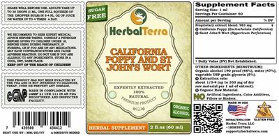 Photo of the Herbal Terra California Poppy and St John's Wort Sugar Free label