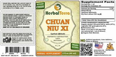 Photo of the Herbal Terra Chuan Niu Xi Sugar Free label