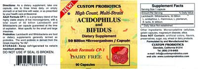 Photo of the Custom Probiotics Adult Formula CP-1 label