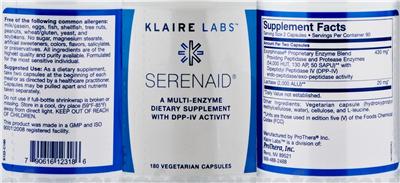 Photo of the Klaire Labs Serenaid label