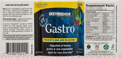 Photo of the Enzymedica Gastro label