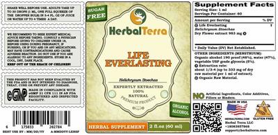 Photo of the Herbal Terra Life Everlasting label
