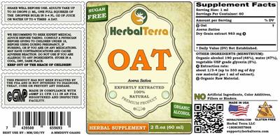 Photo of the Herbal Terra Oat label