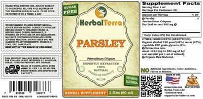 Photo of the Herbal Terra Parsley label