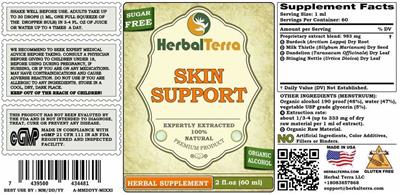 Photo of the Herbal Terra Skin Support Sugar Free label